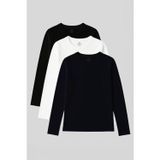 Standart Fit Basic O Yaka 3lü Paket Siyah-Beyaz-Lacivert Kadın T-Shirt - 97312