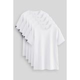 Standart Fit Basic O Yaka 5li Paket Beyaz Erkek T-Shirt 87911