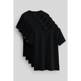 Standart Fit Basic O Yaka 5li Paket Siyah Erkek T-Shirt 87911