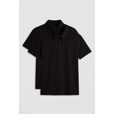 Standart Fit Basic Polo Yaka 2li Paket Siyah Erkek T-Shirt - 87748