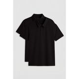 Standart Fit Basic Polo Yaka 2li Paket Siyah Erkek T-Shirt - 87768