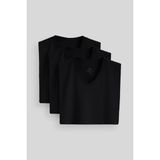 Standart Fit Basic V Yaka 3lü Paket Siyah Erkek T-Shirt 87912 - M