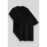 Standart Fit Basic V Yaka 5li Paket Siyah Erkek T-Shirt 87912