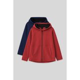 Standart Fit Kapüşonlu 2'li Paket İndigo-Fiesta Polar Kız Çocuk Sweatshirt - 75152