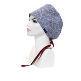 Standart Indigo Mavi Çıtır Çiçek Desenli Cerrahi Bone Doktor Hemşire Sağlıkçı Bonesi