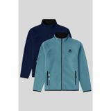 Standart Kalıp Dik Yaka 2li Paket İndigo-Mint Yeşili Erkek Polar Sweatshirt - 87992