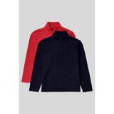 Standart Kalıp Dik Yaka 2li Paket Lacivert-Fiesta Erkek Polar Sweatshirt - 88310