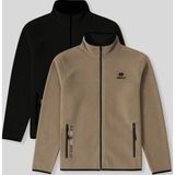 Standart Kalıp Dik Yaka 2li Paket Siyah-Camel Erkek Polar Sweatshirt - 87992