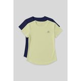 Standart Kalıp O Yaka 2li Paket İndigo-Limon Kadın T-Shirt - 97144