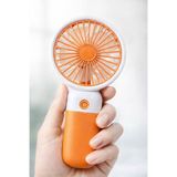 Standlı 3 MOD Şarjlı El Fanı 3 Kademe Seyahat Masaüstü Vantilatör Taşınabilir Mini Fan Turuncu F139