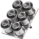 Standlı 6lı Paslanmaz Çelik Baharatlık Seti 110ML - Gümüş - 110 ml