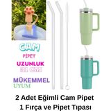 Stanley 2 Adet Renkli Cam Eğimli Pipet 1 Adet Fırça 10 mm Için Pipet Tıpası Pipet Kapağı Quencher Pipet Tıpası 40 Oz ve 30 Oz Uyumlu - Açık Kahverengi