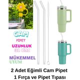 Stanley 2 Adet Renkli Cam Eğimli Pipet 1 Adet Fırça 10 mm Için Pipet Tıpası Pipet Kapağı Quencher Pipet Tıpası 40 Oz ve 30 Oz Uyumlu - Sarı