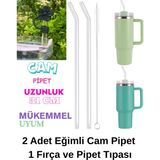 Stanley 2 Adet Renkli Cam Eğimli Pipet 1 Adet Fırça 10 mm Için Pipet Tıpası Pipet Kapağı Quencher Pipet Tıpası 40 Oz ve 30 Oz Uyumlu - Siyah