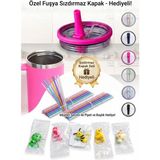 Stanley 40 Oz Uyumlu Sızdırmaz Yedek Kapak - Fuşya (Kombin Pipet ve Figürlü Pipet Başlığı Hediyeli)