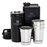 Stanley Adventure Pre-Party Flask and Nesting Shot Glass Set | 8 oz Leakproof Hip Flask | 4 Shot Glasses in Travel Carrying Case | Insulated Stainless Steel Liquor Flask | BPA-Free | Matte Black