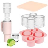 Stanley Cup için buz kalıbı, 4 kalıp, silikon, kapaklı, BPA içermez, pembe