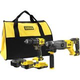 Stanley Kömürsüz 2'li Set 18V Stanley® Fatmax® V20, Darbeli Matkap + Sds+ Darbeli Çekiç, 1X4AH, 1X2AH Akü, Şarj Cihazı ve Soft Çanta