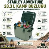 Stanley Polietilen/polipropilen Karışımı Malzemeden Üretilen Adventure Açık Yeşil 28.3 Lt Kamp Buzluğu - 28 lt