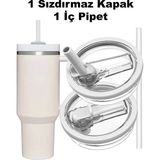 Stanley Quencher 40 Oz 1.18 Lt Termos Uyumlu Sızdırmaz Yedek Kapak - İnci Beyazı