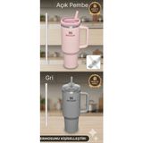 Stanley Quencher 40 Oz Uyumlu Sızdırmaz Flip Katlanabilir Pipetli Termos Kapağı Açık Pembe 1,18 lt Sert Plastik Yedek Kapak
