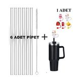 Stanley Quencher Uyumlu H2.0 1.18 L 40 Oz Uyumlu Aksusuar Set Pipet Tıpası + 6'lı Pipet (Şeffaf)