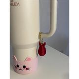 Stanley Sevimli Tavşan Quencher Termos Bardak Aksesuarı Zincirli Dekoratif Süs - Kırmızı - 1,18 lt