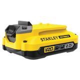 Stanley SFMCB202-XJ FatMax 18V/2,0 Ah Lityum İyon, kendinden deşarj olmaz, hafıza etkisi yoktur, 3 kademeli LED şarj durumu göstergesi, tüm V20 pil ürünleri için kullanılabilir