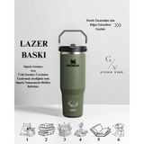 Stanley The Iceflow Flip Straw Pipetli Termos 0,89 L Özel Isimli Kişiselleştirilebilir Özel İsimli - Yeşil - 1,2 lt