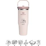 Stanley The Iceflow Flip Straw Pipetli Termos 0,89 L Özel Isimli Kişiselleştirilebilir Rose - Pembe - 1,2 lt