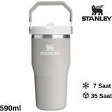 Stanley The Iceflow Flip Straw Pipetli Termos Bardak 0.59 Lt Matara Gri - Koyu Beyaz