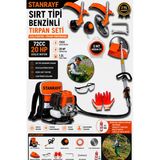 Stanrafy Alman Amg Seri 20Hp Sırt Tipi Benzinli Motorlu Ot Çalı Çim Biçme Tırpan Makinesi Tırpanı Canavar Başlık Yağ Gözlük Eldiven