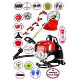 stanrayf Alman 20HP MG900 17 Parça Sırt Tipi Benzinli Tırpan Ot Çalı Çim Biçme Toprak Eşeleme Akrobat Çapalama Makinesi