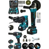 Stanrayf Alman 798VF 30AH Şarjlı Pro 3 Lü Set Kırıcı Delici Hilti + Torklu Somun Sıkma + Devir Ayarlı Taşlama