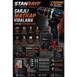 stanrayf Alman ADG78 Kömürsüz Motor Bakır Sargılı Çift Çelik Şanzıman Çift Akülü Darbeli Vidalama Şarjlı Matkap+ Yardımcı Set