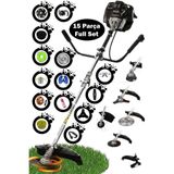 stanrayf Alman Çelik Piston 15 Parça Setli 20HP Benzinli Yan Tip Çim Biçme Makinası Ot Çalı Çim Biçme Tırpanı