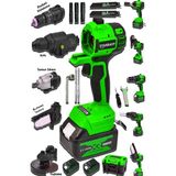 Stanrayf Alman Coper Sök Tak 5 Kafalı Süper Set Darbeli Matkap Testere Taşlama Somun Sökme Hilti Çift Akü