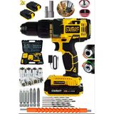 stanrayf Alman H-tech MG 2450 Bakır Sargı Çift Çelik Şanzıman Çift Akülü Vidalama Şarjlı Matkap Prof Set