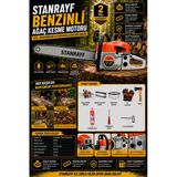 Stanrayf Alman Mg756 Tam Prof 72Cc Çift Eğzozlu Çelik Piston Ağaç Dal Kesim Benzinli Hızar Ağaç Kesme Motoru Makinesi + Balta Hediyeli