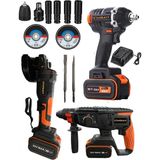 Stanrayf Alman Ultra 3 Lü Set Şarlı 125 mm Sprel Şarjlı Kırıcı Delici Şarjlı Torklu Matkap Kömürsüz Motor