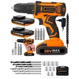Stanrayf Germany Technology Darbeli Drive 58 V 8 Ah Çift Akülü Metal Şanzuman Şarjlı Matkap 27 Pcs Set