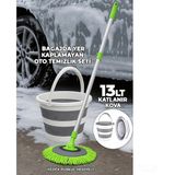 Stanvolt 2li Oto Set Çizmez Oto Mop ve 13 Lt Katlanır Kova Bagajda Yer Kaplamaz - YEŞİL