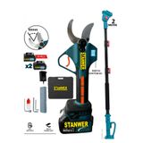 STANWER 50 MM BÜYÜK AKÜLÜ ÇELİK ŞANZUMAN ŞARJLI DAL BAĞ BUDAMA MAKASI 2 METRE TELOSKOPİK UZATMA