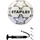 Stapler 5 Numara Futbol Topu ve Şişirme Pompası – Dayanıklı Kauçuk Yüzeyli 2'li Set No:5 Beyaz