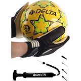 Stapler 5 Numara Futbol Topu ve Şişirme Pompası – Dayanıklı Kauçuk Yüzeyli 2'li Set No:5 Sarı