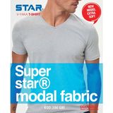 Star 3 Lü Erkek Modal V Yaka Yarım Kol Basic T-Shirt - Gri - 2XL