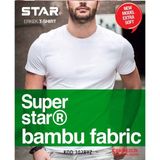 Star 3 Lü Erkek Organik Bambu Kısakol Sıfır Yaka Basic T-Shirt - Beyaz - XL