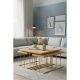 Star 5 li Gold Ceviz Yavrulu 4+1 Kare Orta Sehpa Altın