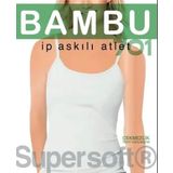 Star 701 Kadın Bambu İp Askılı Atlet - Beyaz - 2XL