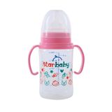 Star Baby Geniş Ağızlı Kulplu PP Biberon 250 ml Pembe